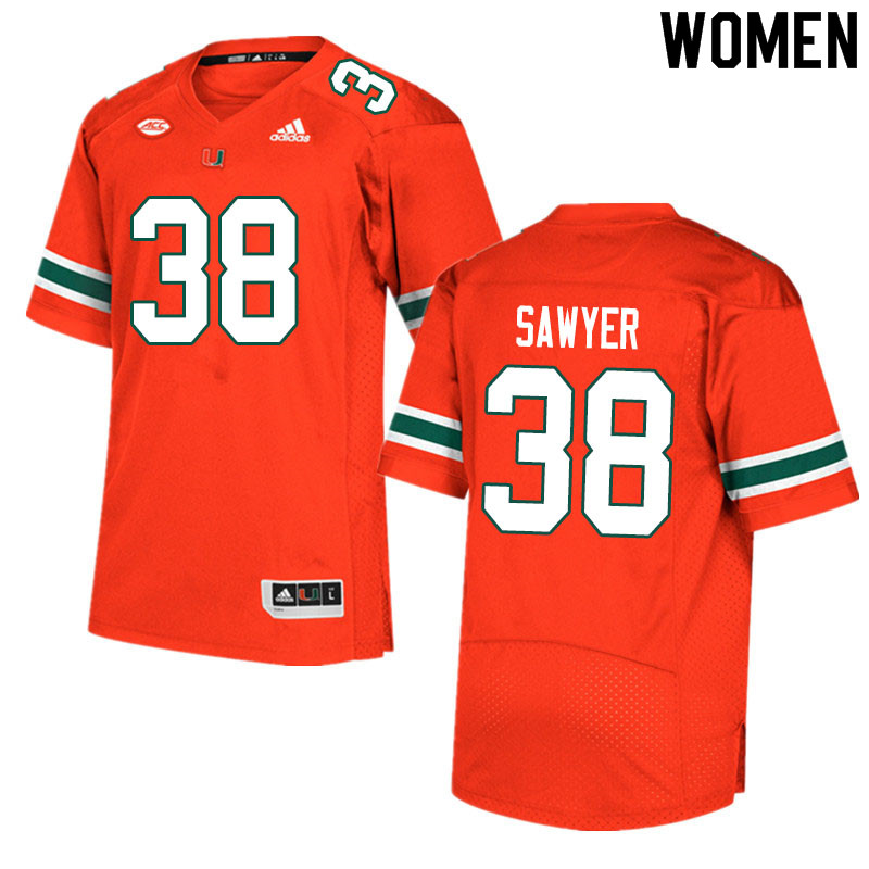 Women #38 Shane Sawyer Miami Hurricanes College Football Jerseys Sale-Orange